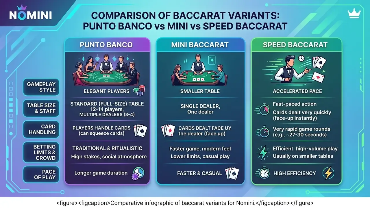 Comparative infographic of baccarat variants
